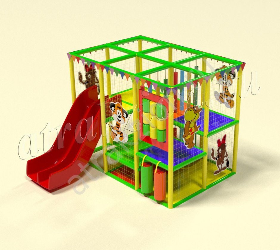 Детский игровой Лабиринт «дружок+батут» 13,6м²