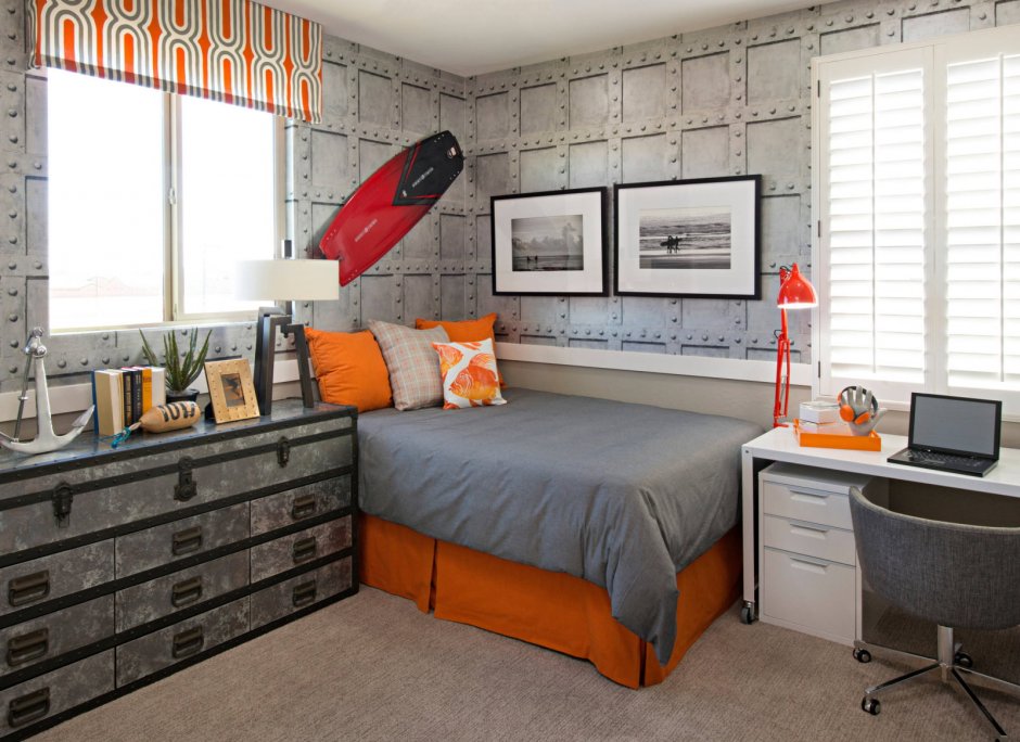 Оранжевая комната для девочки подростка