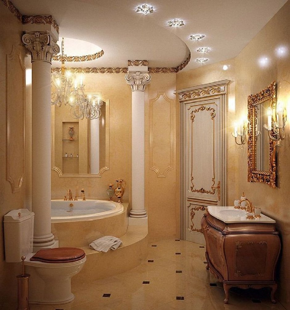 Роскошный интерьер ванной комнаты