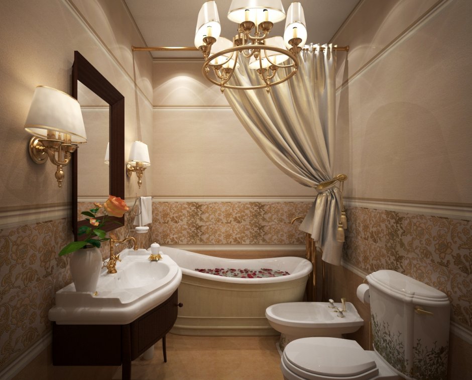 Маленькие Ванные комнаты в классическом стиле