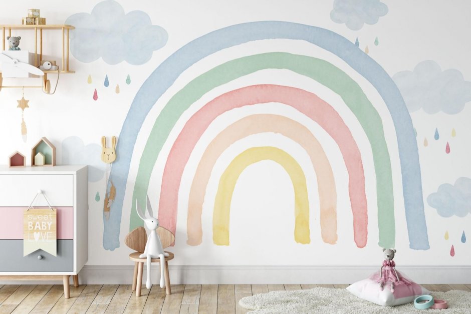 Rainbow clouds Wallpaper Wall Murals
