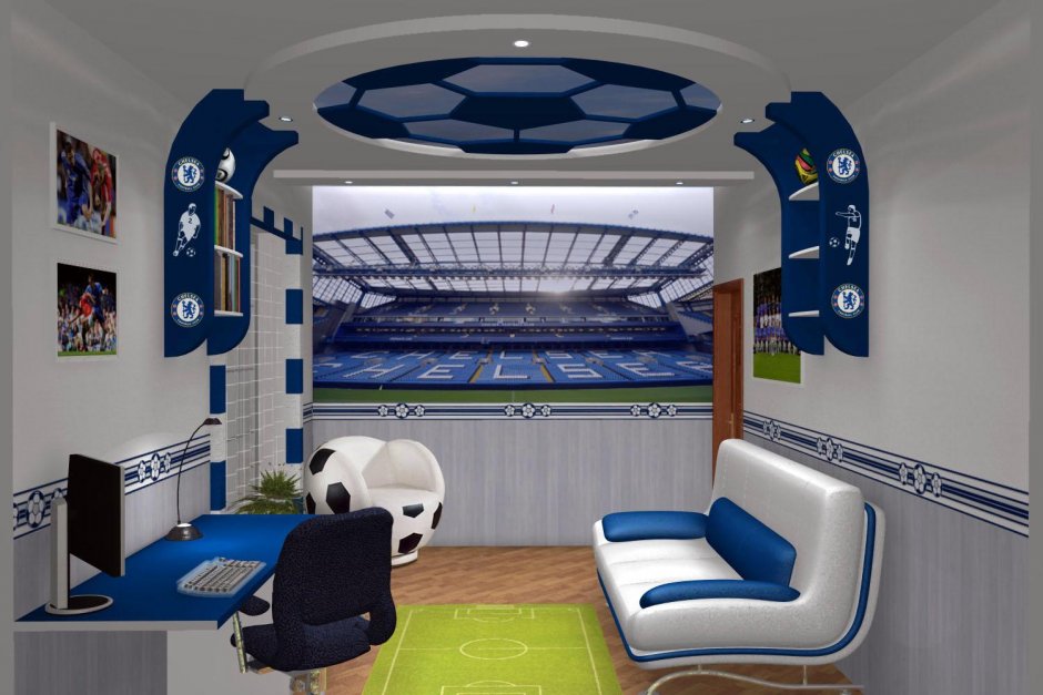 Спальня для мальчика в футбольном стиле