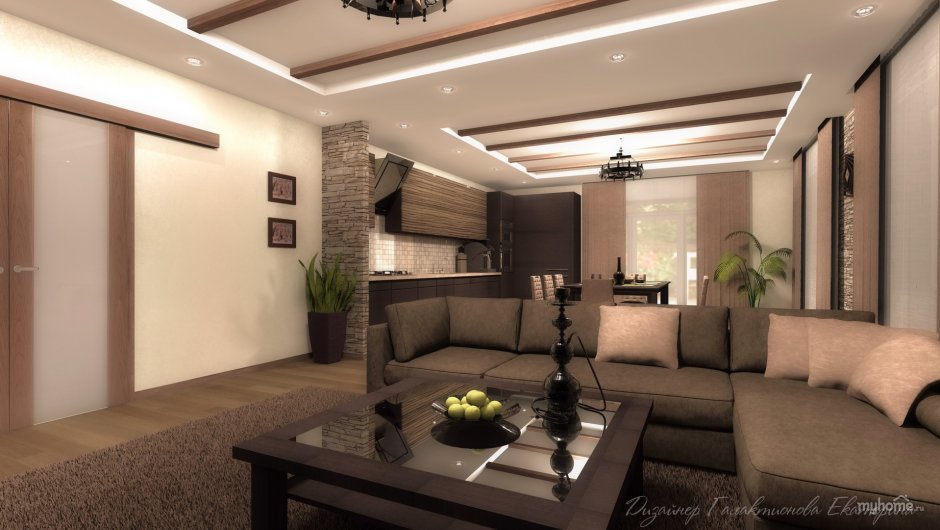 Кухня гостиная в коттедже