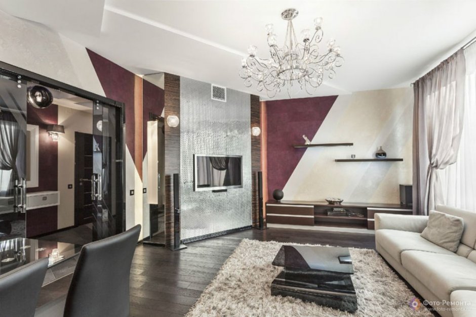 Необычная планировка гостиной