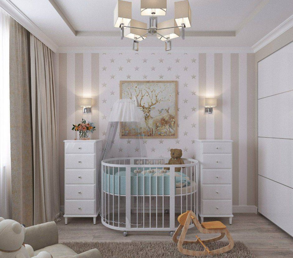 Интерьер комнаты для новорожденного мальчика
