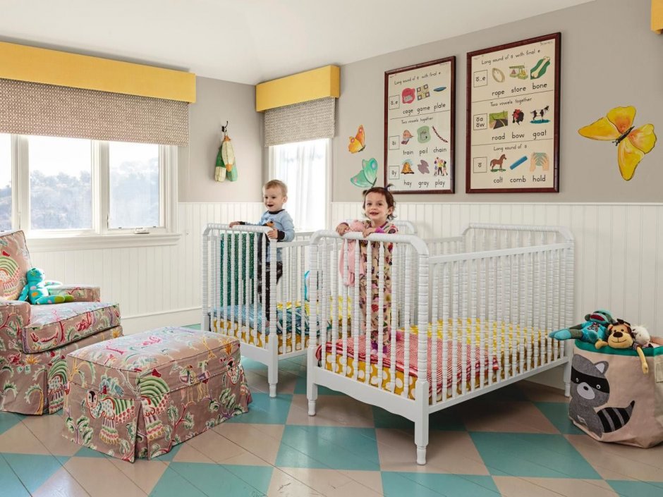 Комната для близнецов мальчика и девочки