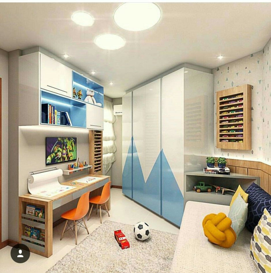 Детская комната для мальчика прямоугольная