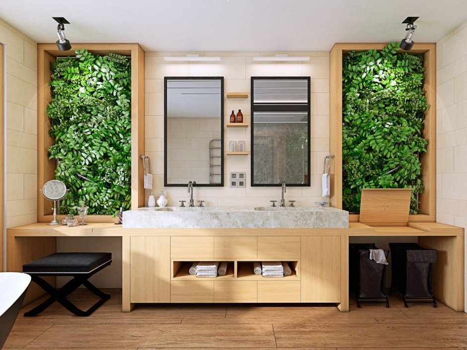 Вертикальное Озеленение в ванной комнате