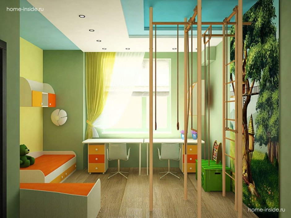 Планировка детской комнаты для разновозрастных детей