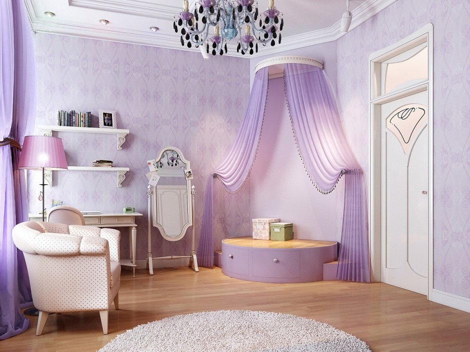 Комната для девочки фиолетового цвета