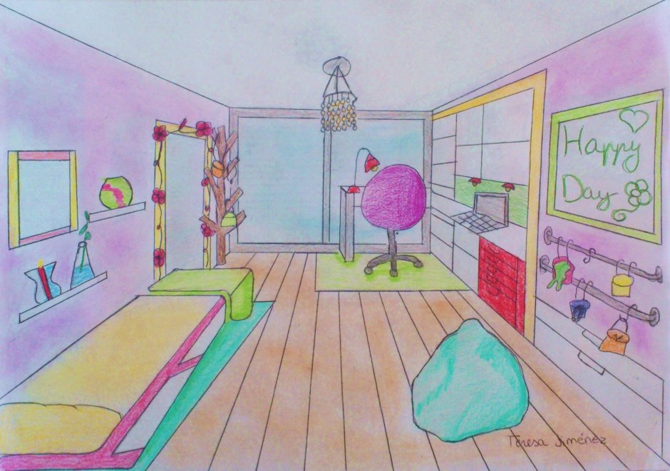 Нарисовать комнату для девочки (32 фото)