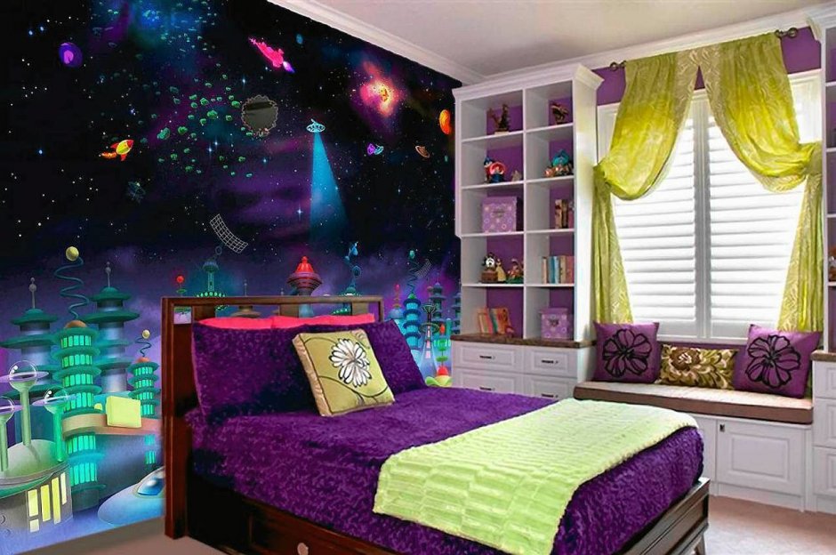 Комната для девушки в стиле космос