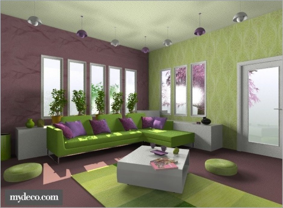 Зелено фиолетовая комната (35 фото)