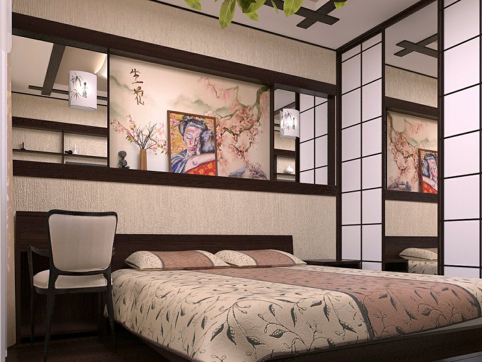 Маленькая спальня в японском стиле