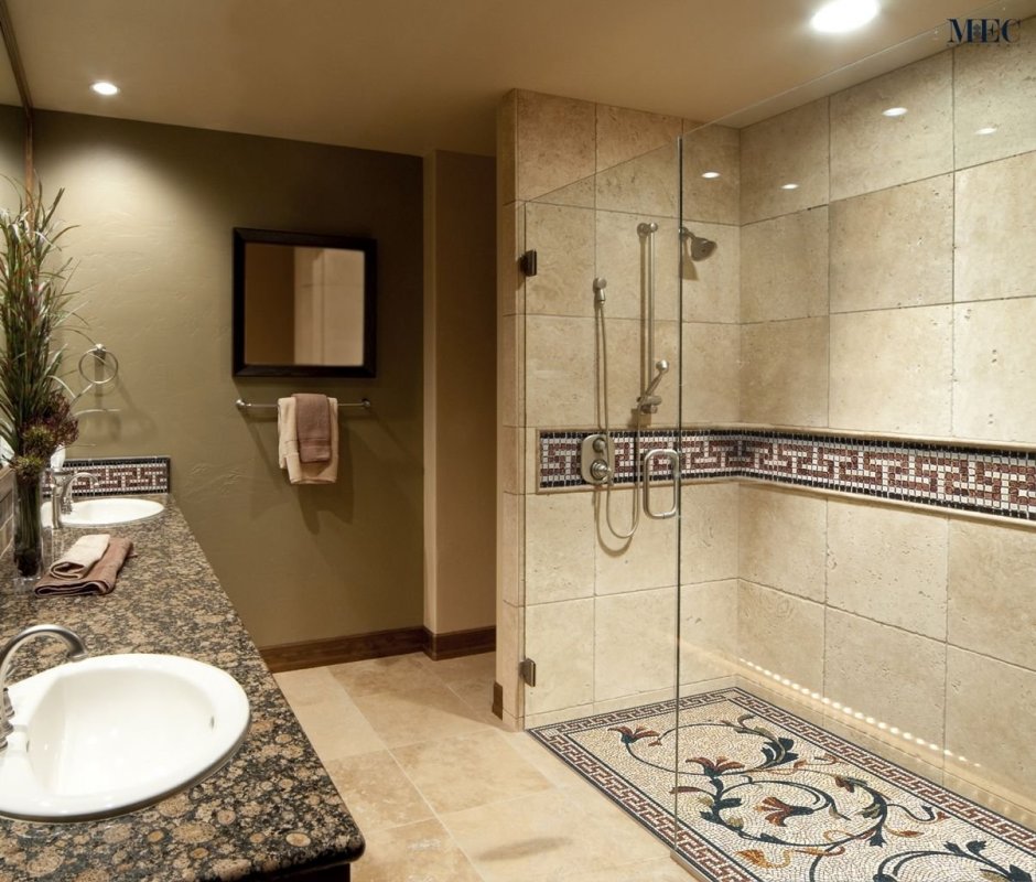 Ванная комната с душевой из плитки планировка