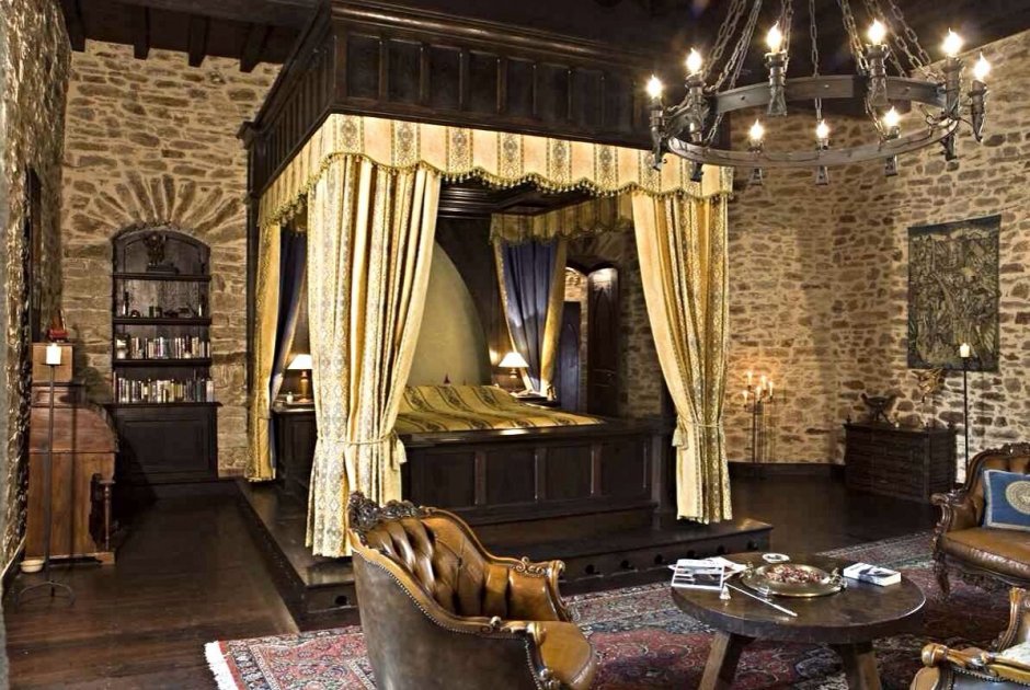 Романский стиль интерьер средневековье спальни