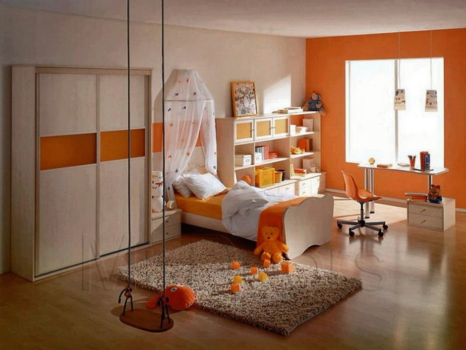 Оранжевые детские комнаты