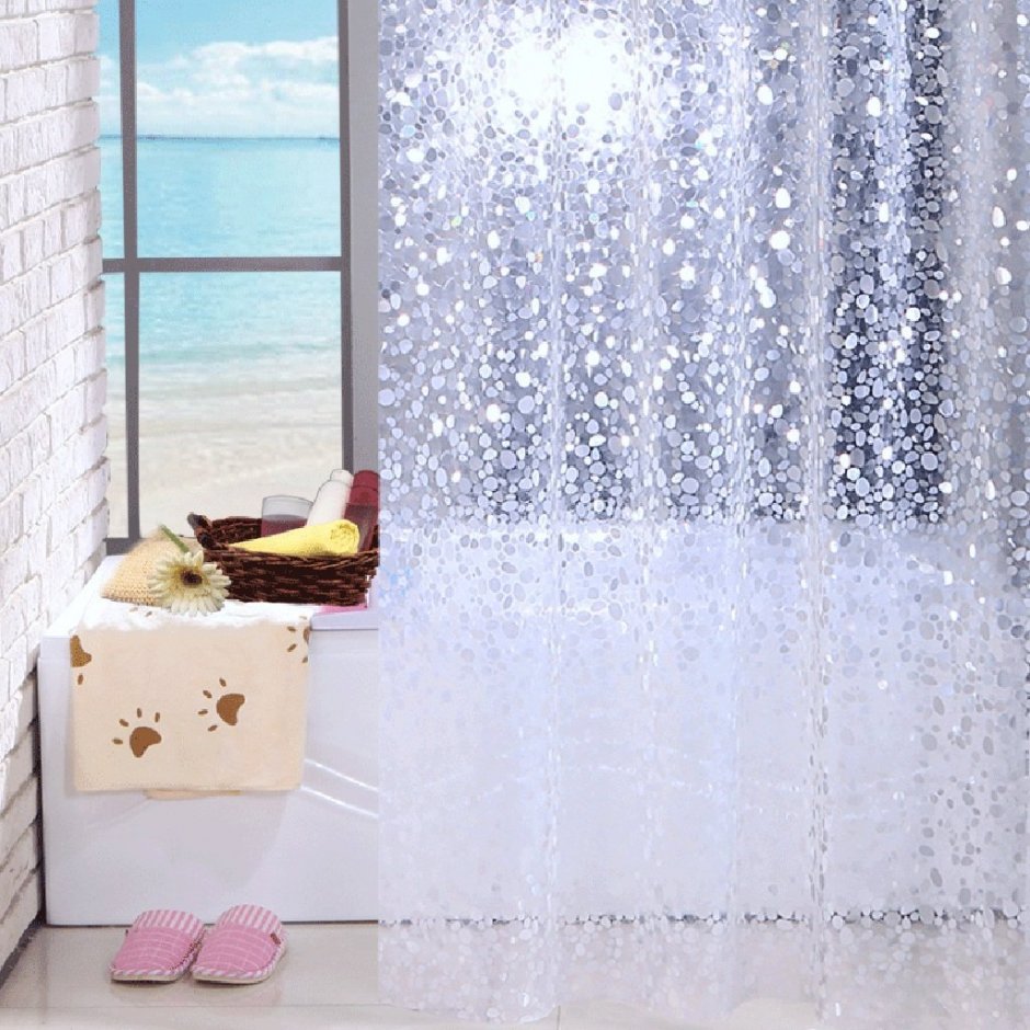 Прозрачная штора для ванной