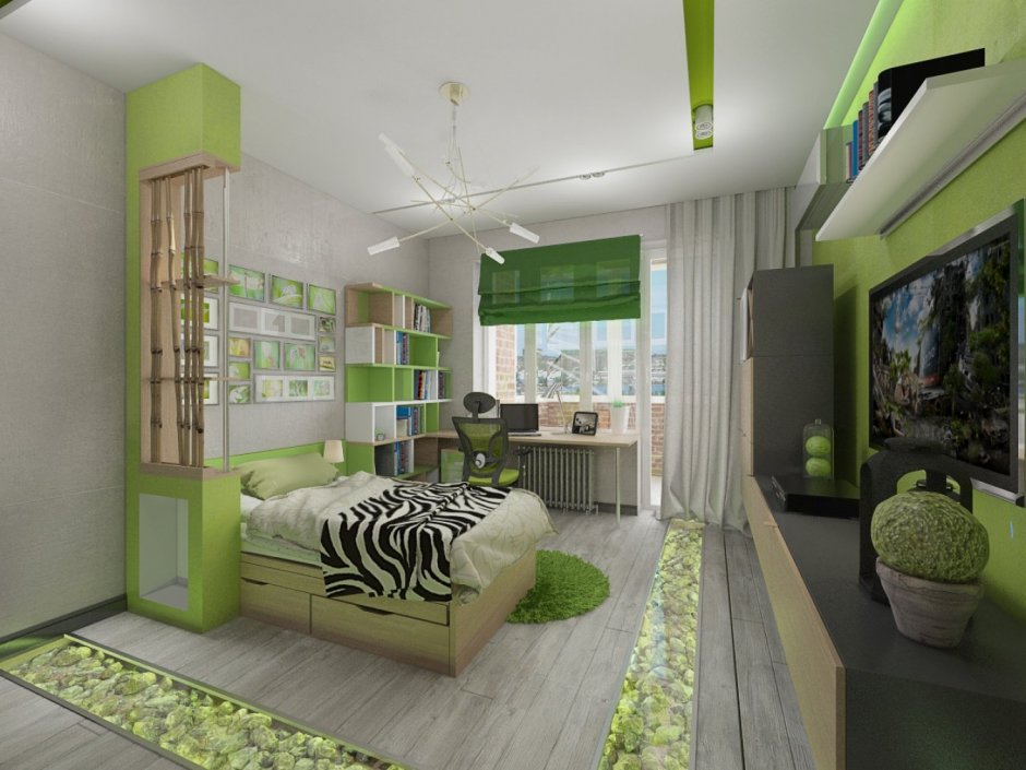 Комната для подростка в зеленых тонах