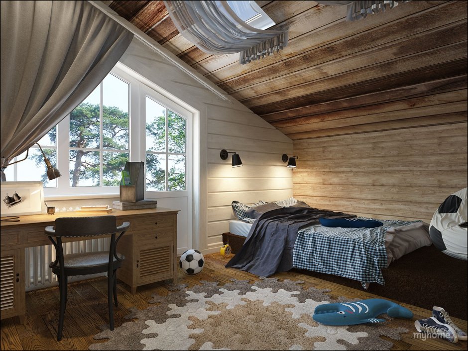Подростковая комната в деревянном доме