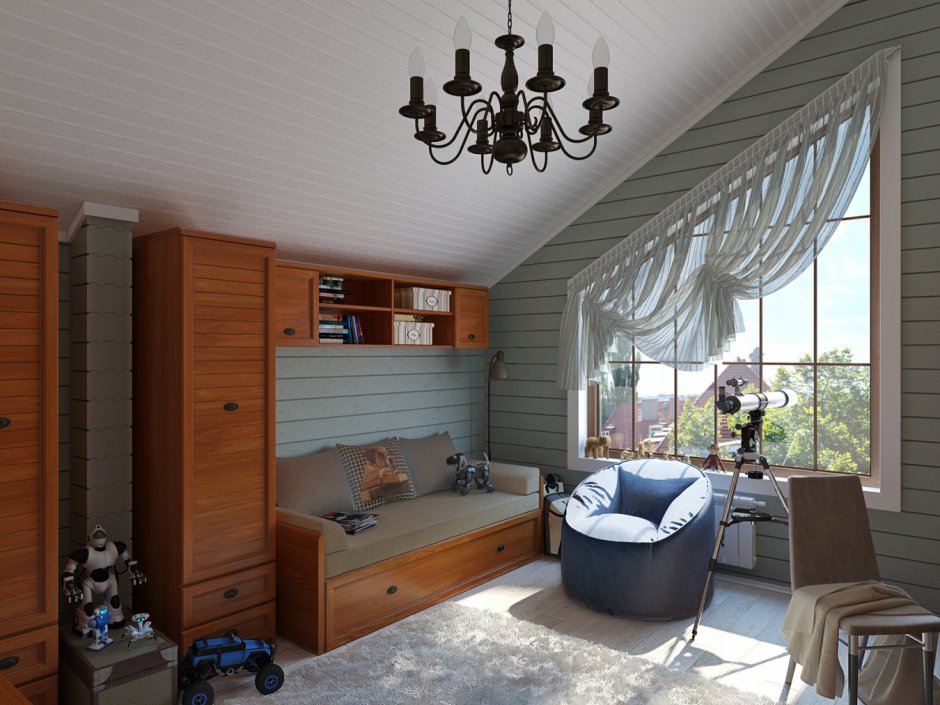 Комната для мальчика в деревянном доме (35 фото)