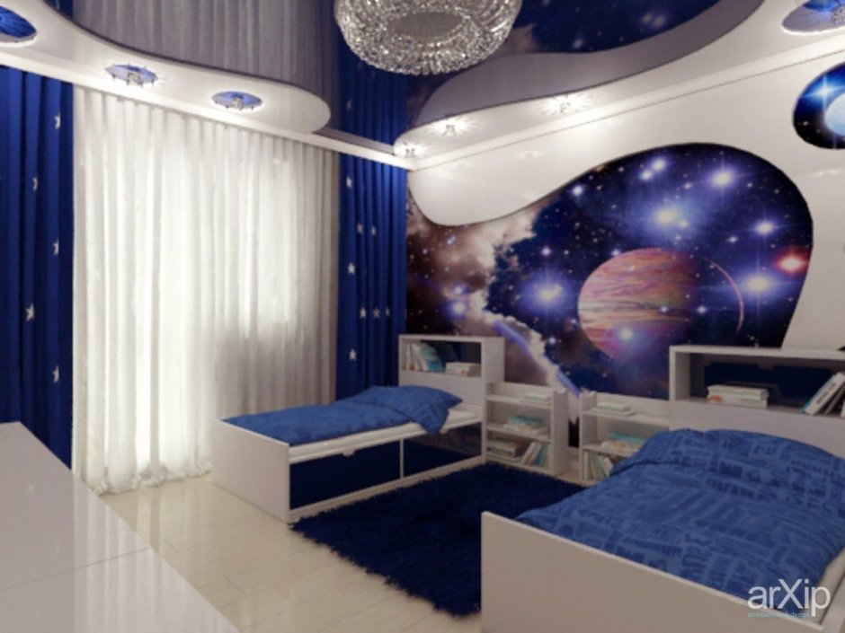 Комната в стиле космос для подростков