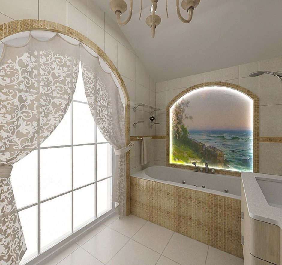 Ванная комната с фреской