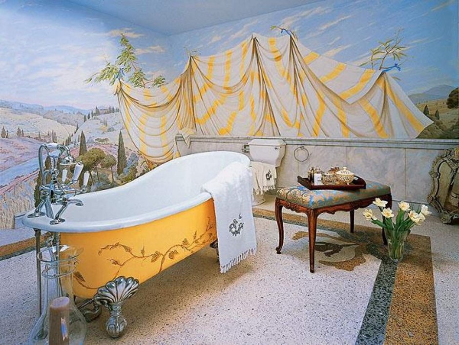 Роспись стен в ванной