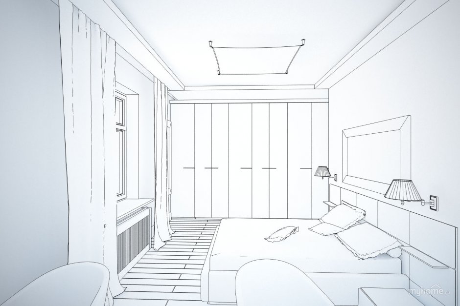 Перспектива комнаты спальни