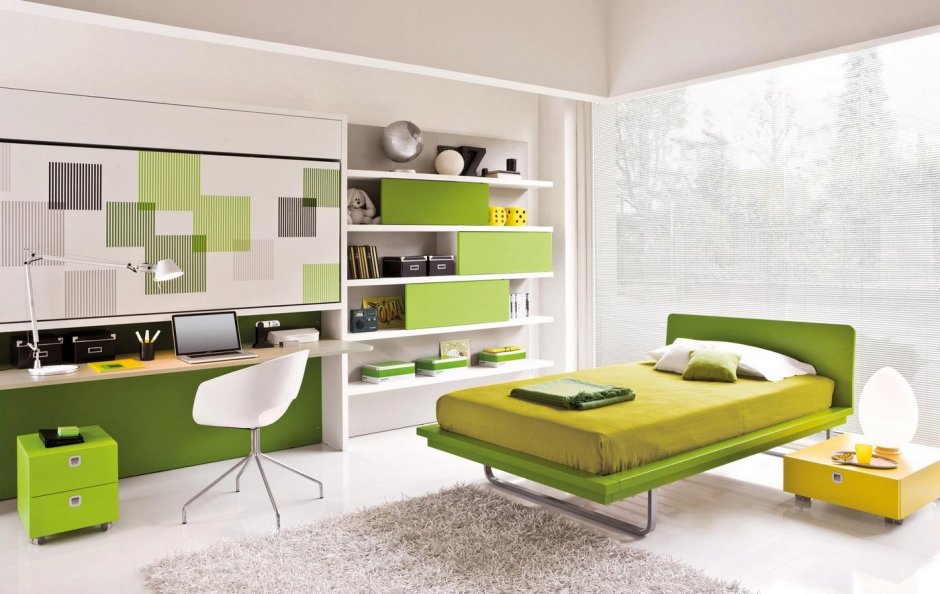 Комната для подростка с многофункциональной мебелью