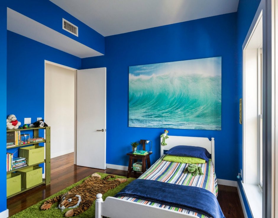 Комната в синих тонах для подростка