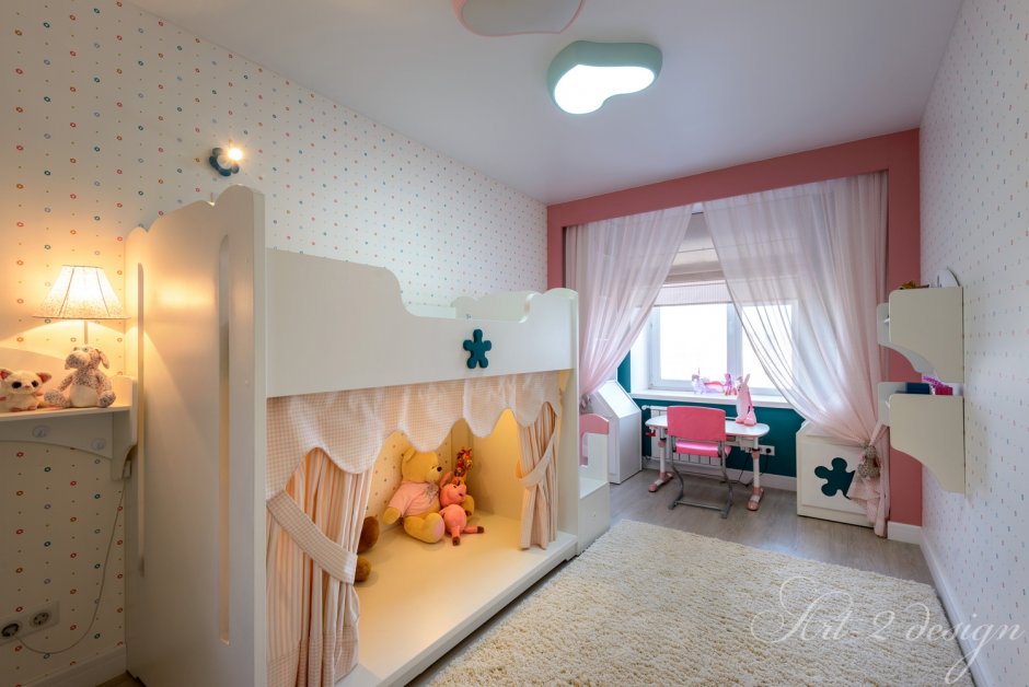 Детская комната в однокомнатной квартире для двух малышей