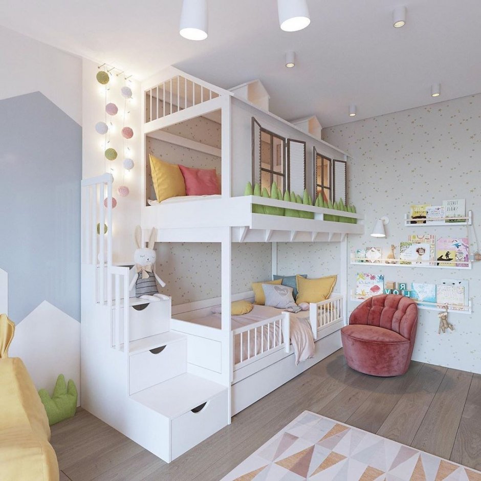 Двухэтажные детские комнаты