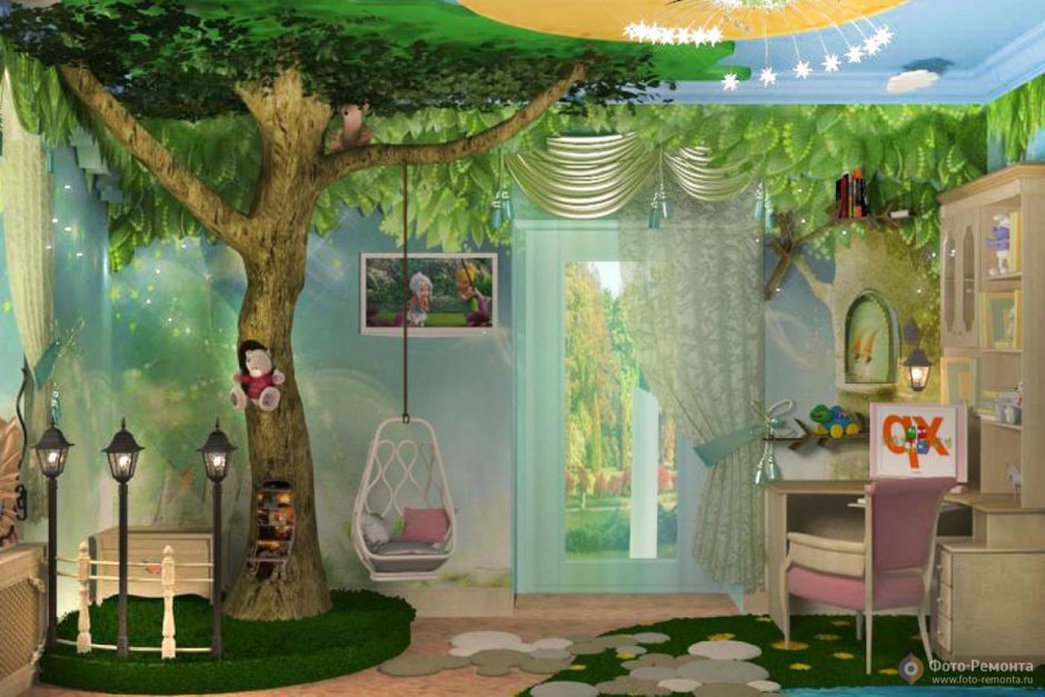 Комната в стиле леса для девочек