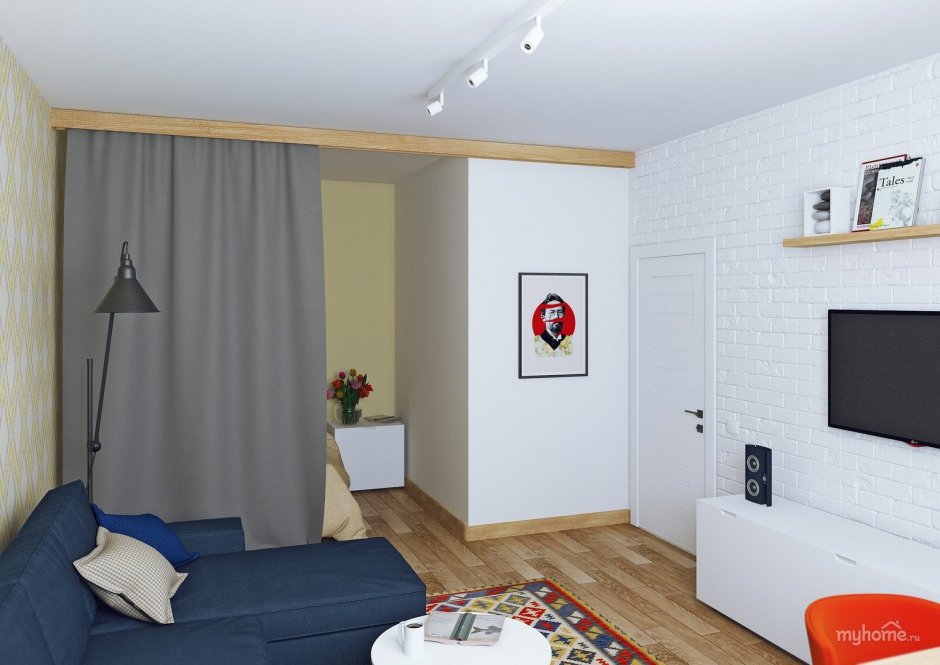 Скандинавский интерьер однокомнатной квартиры