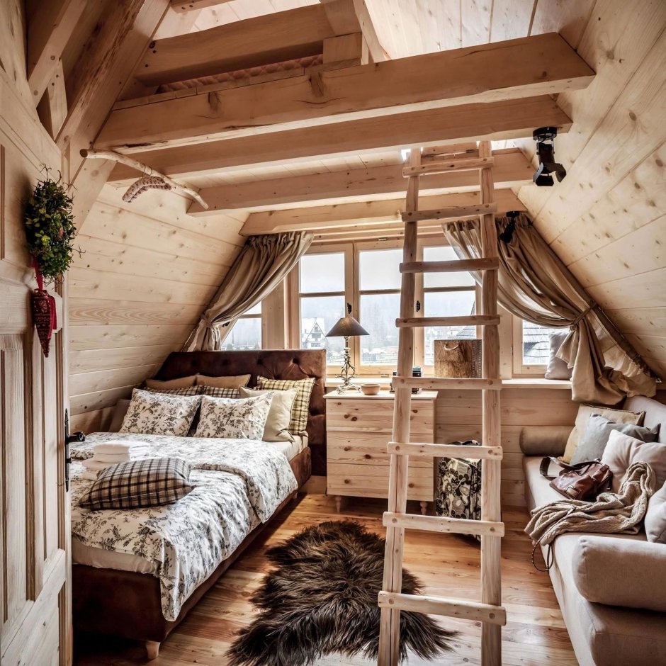 Уютная спальня в деревенском стиле