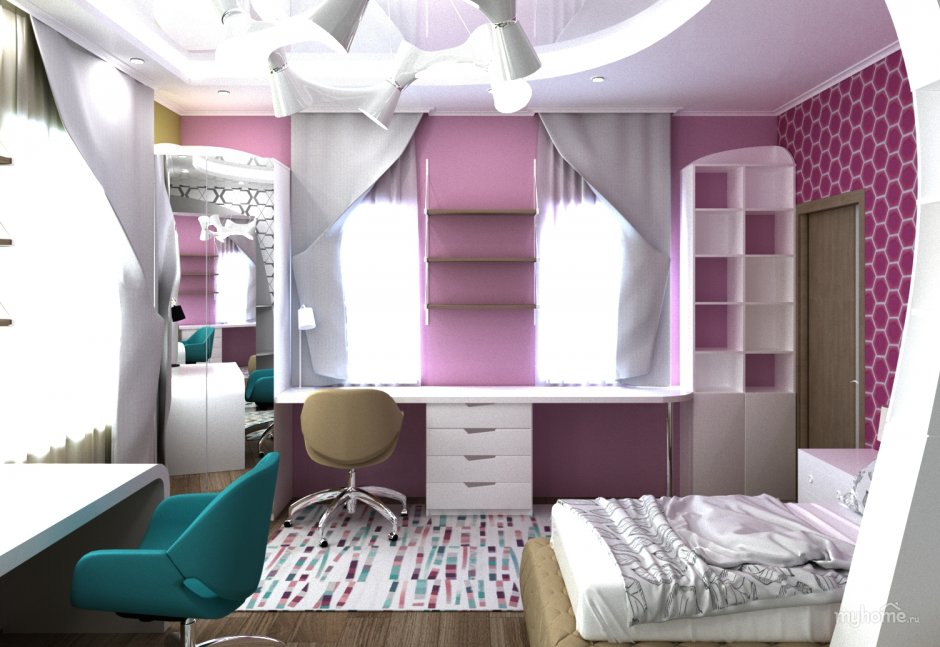 Планировка комнаты для девочки подростка