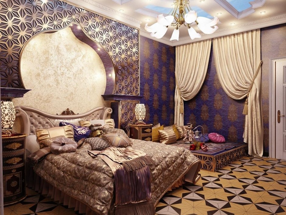 Роскошная спальня в Восточном стиле