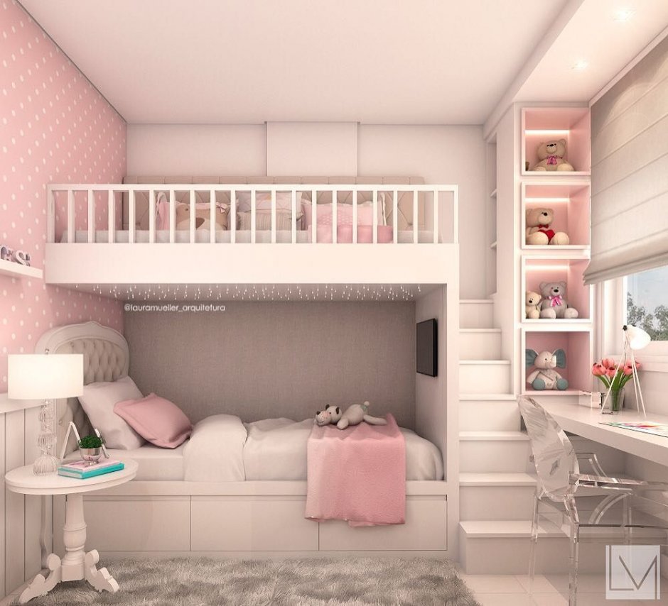 Комнаты для подростков девочек с двухэтажной кроватью