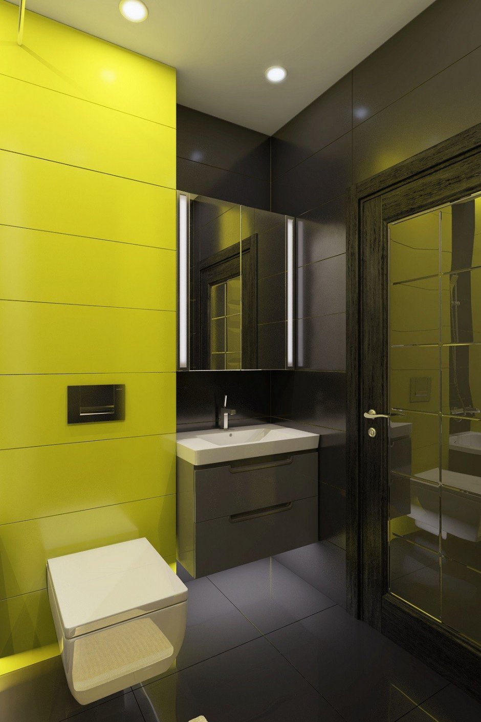 Желто черная ванная комната