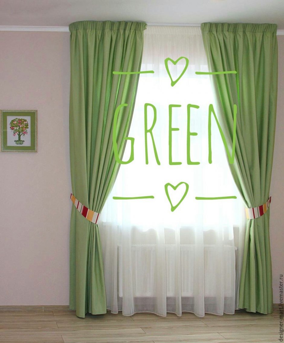 Зеленые шторы в детскую