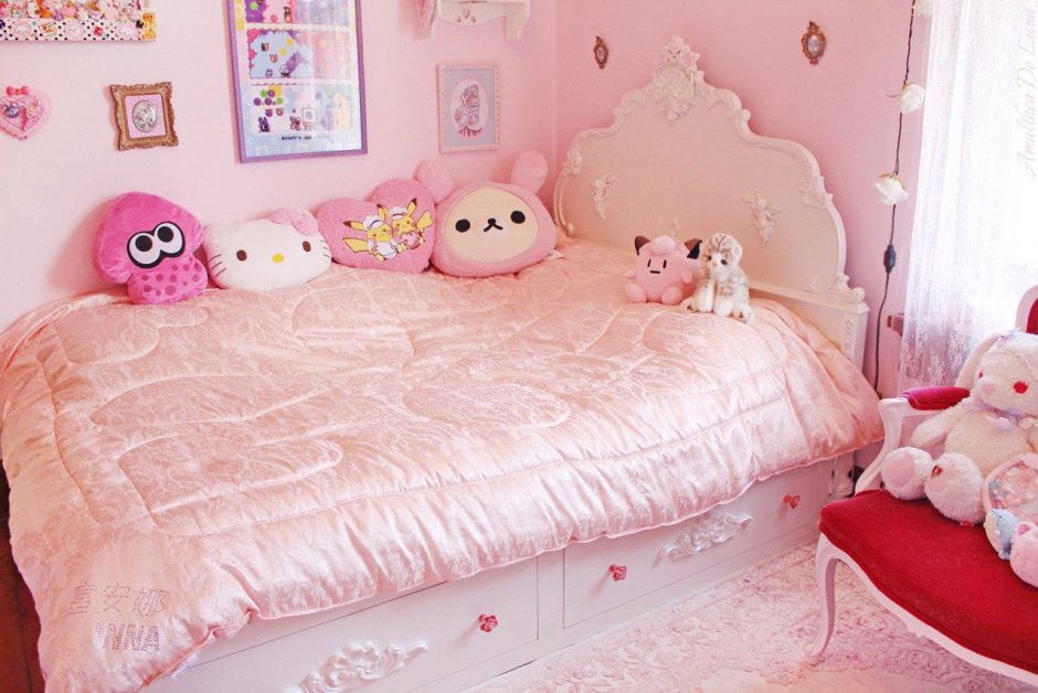 Розовая комната в стиле кавай