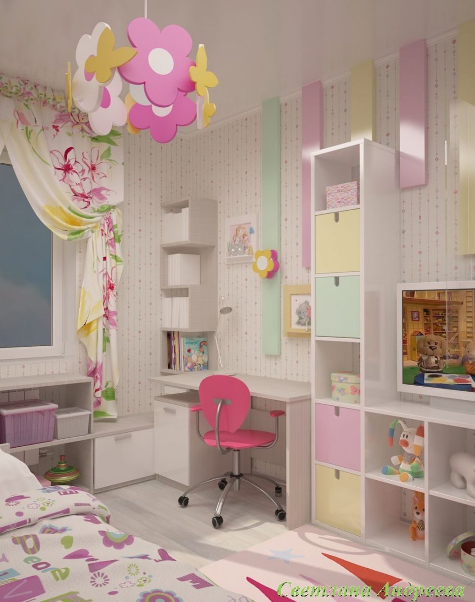 Детская комната для девочки первоклашки (34 фото)
