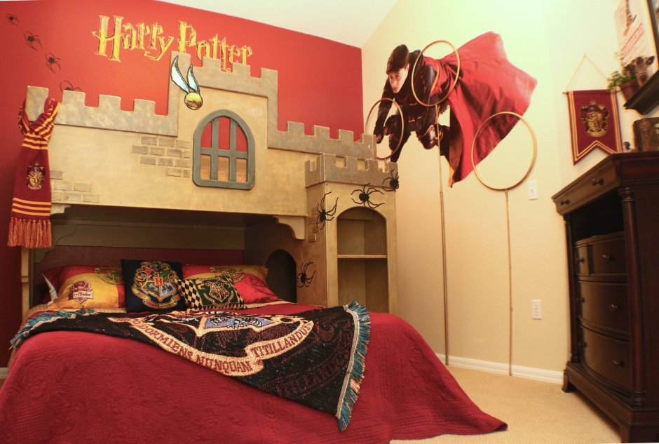 Комната в стиле Гарри Поттера для девочек Слизерин