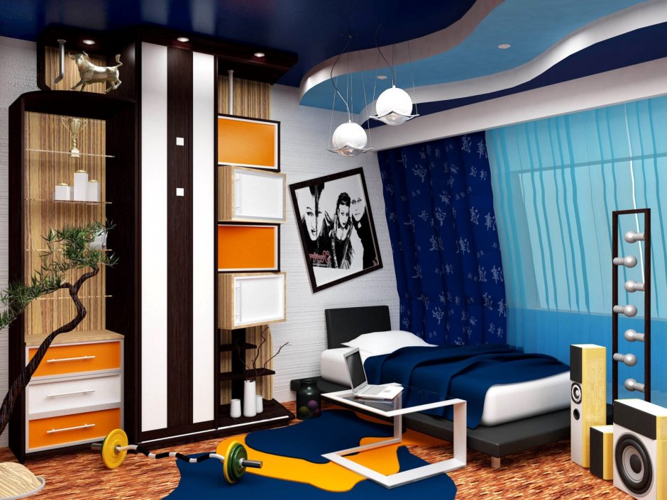 Дизайн комнаты для подростка мальчика с зонированием