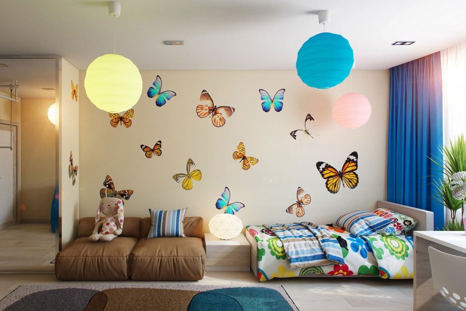 Бабочки в интерьере детской комнаты
