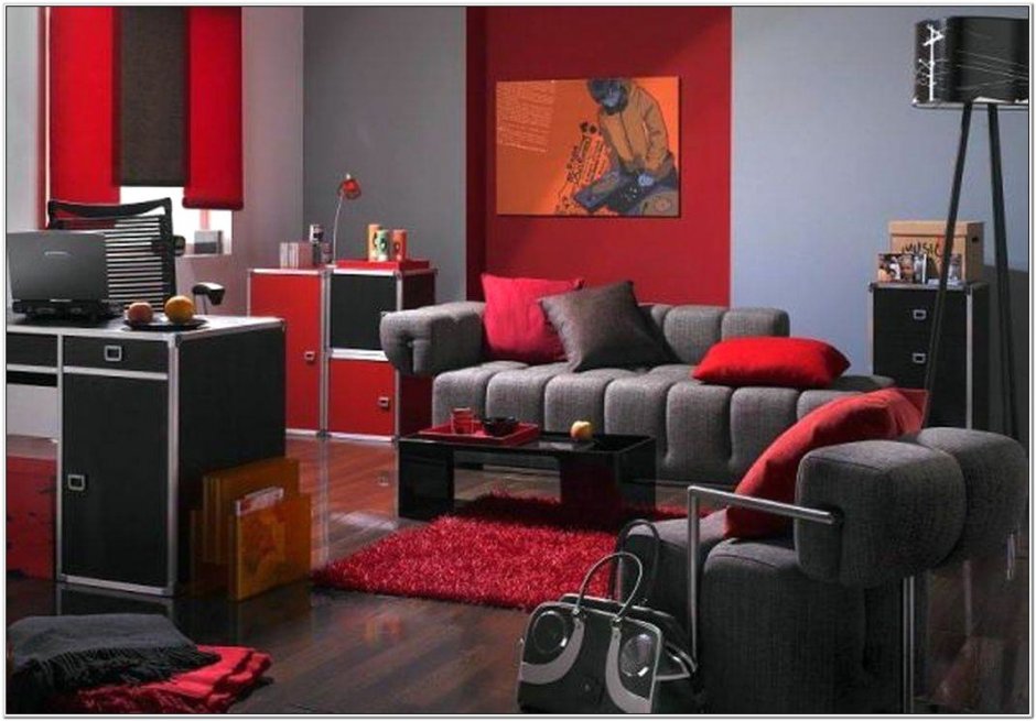 Красно черная комната для подростка