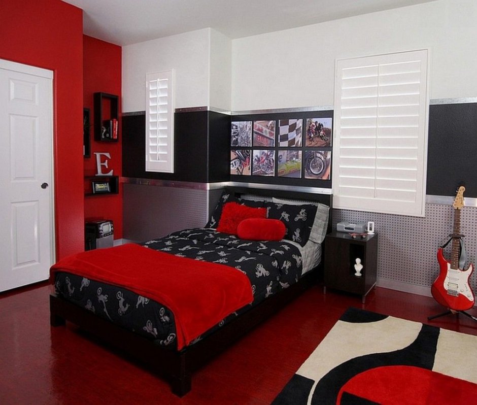 Черно красная комната для подростка (33 фото)
