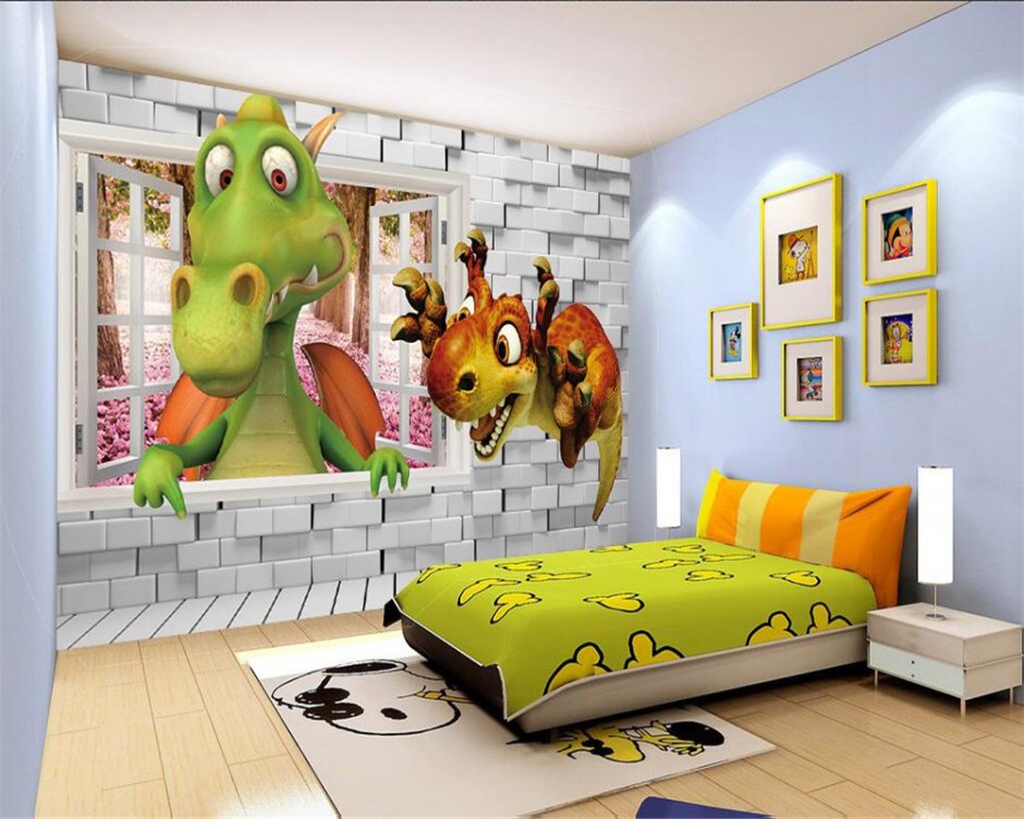 Интерьеры детской комнаты для мальчика с динозаврами