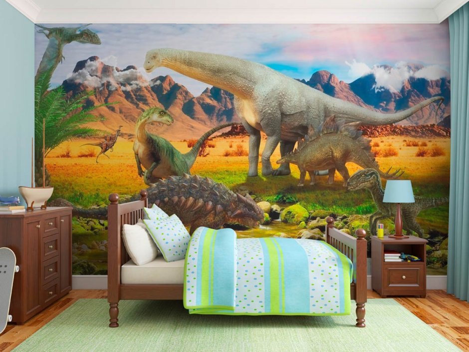 Фотообои с динозаврами для детской комнаты